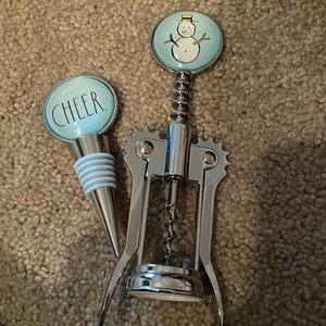 Rae Dunn Christmas wine opener and stopper